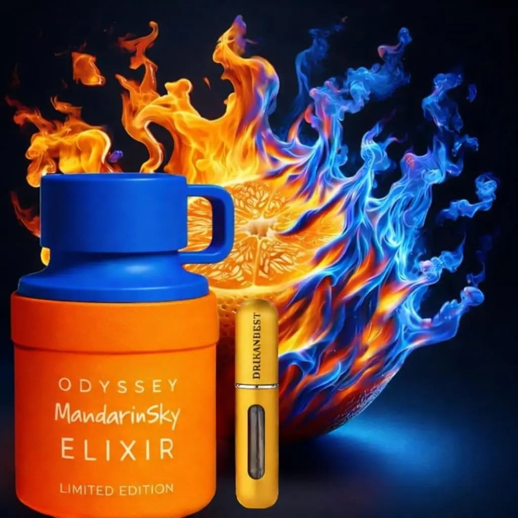 Armaf Odyssey Mandarin Sky Elixir EDP 100ml – Profumo unisex legnoso-citrato di lunga durata + Atomizzatore Drikanbest 5ml in omaggio
