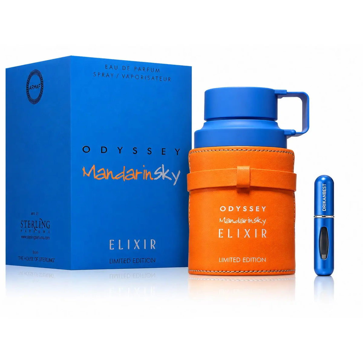 Armaf Odyssey Mandarin Sky Elixir EDP 100ml – Profumo unisex legnoso-citrato di lunga durata + Atomizzatore Drikanbest 5ml in omaggio