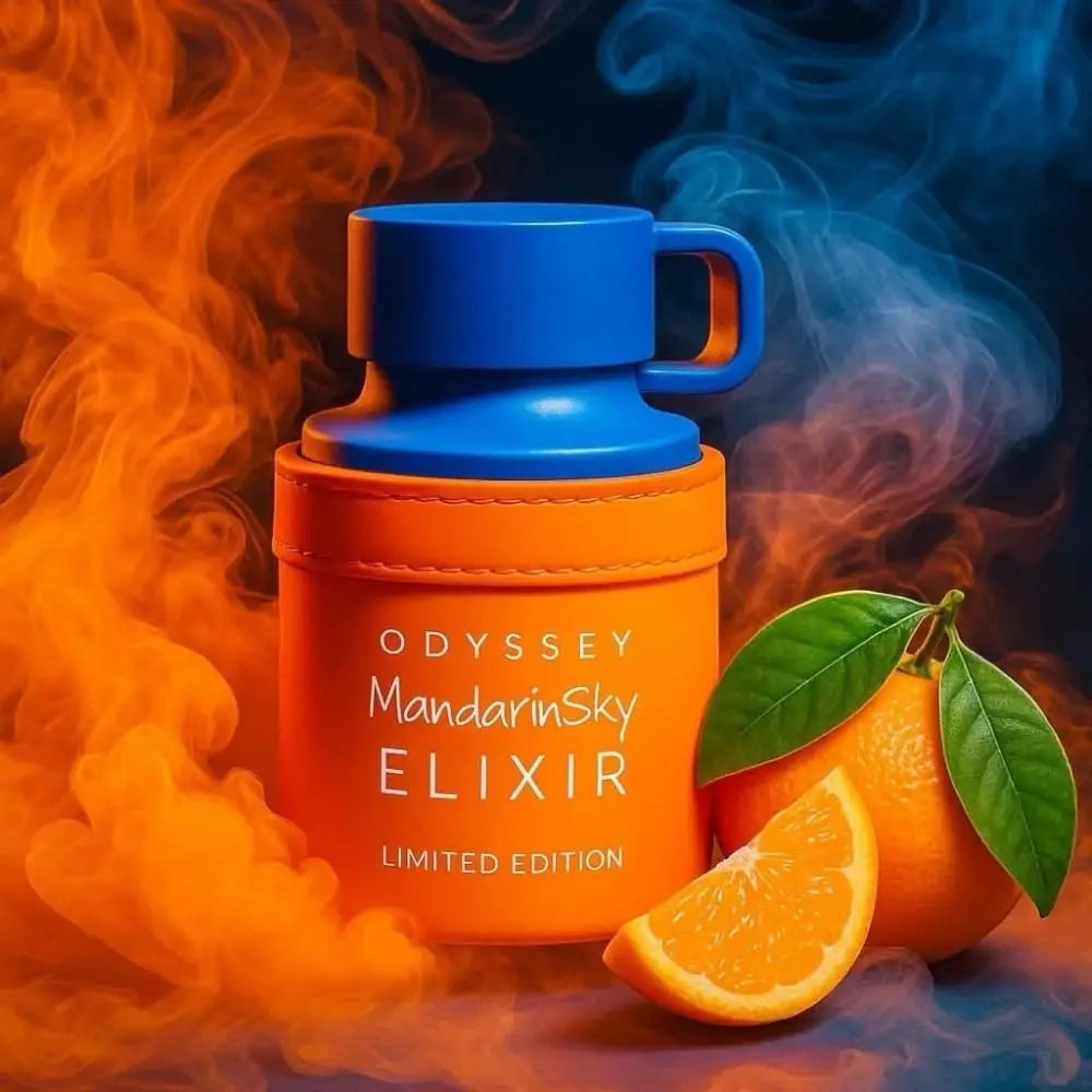 Armaf Odyssey Mandarin Sky Elixir EDP 100ml – Profumo unisex legnoso-citrato di lunga durata + Atomizzatore Drikanbest 5ml in omaggio
