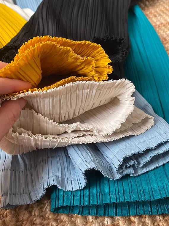 Pantaloni a vita alta a pieghe dritti larghi classici di design Miyake eleganti casual da donna primavera estate autunno disponibili