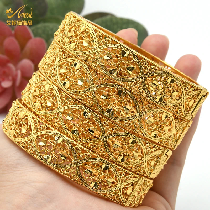 ANIID Bracciale con ciondoli da donna Bracciale in oro 24 carati Gioielli con fiori di Dubai Marchio di gioielli hawaiani etiopi di design africano