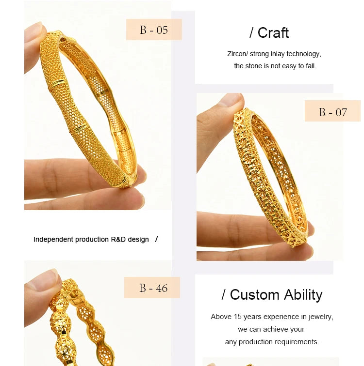 ANIID Bracciale con ciondoli da donna Bracciale in oro 24 carati Gioielli con fiori di Dubai Marchio di gioielli hawaiani etiopi di design africano