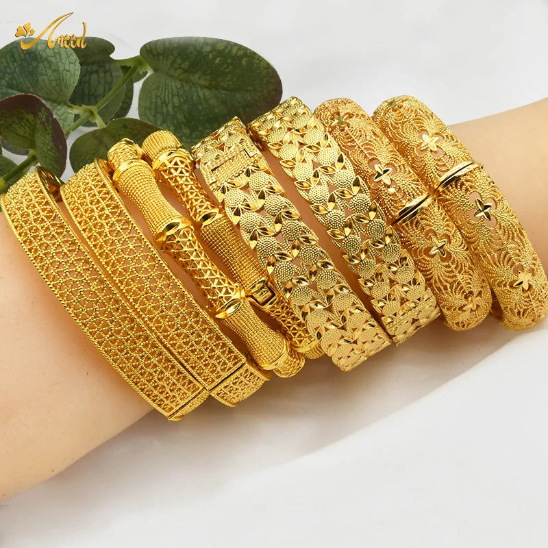ANIID Bracciale con ciondoli da donna Bracciale in oro 24 carati Gioielli con fiori di Dubai Marchio di gioielli hawaiani etiopi di design africano