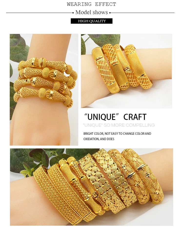 ANIID Bracciale con ciondoli da donna Bracciale in oro 24 carati Gioielli con fiori di Dubai Marchio di gioielli hawaiani etiopi di design africano