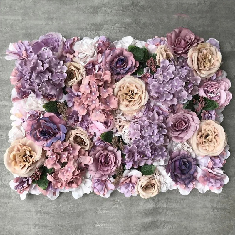 Flores de pared de fondo de seda rosa, decoración de boda, panel de pared de flores artificiales personalizado para telones de fondo de decoración del hogar, baby shower