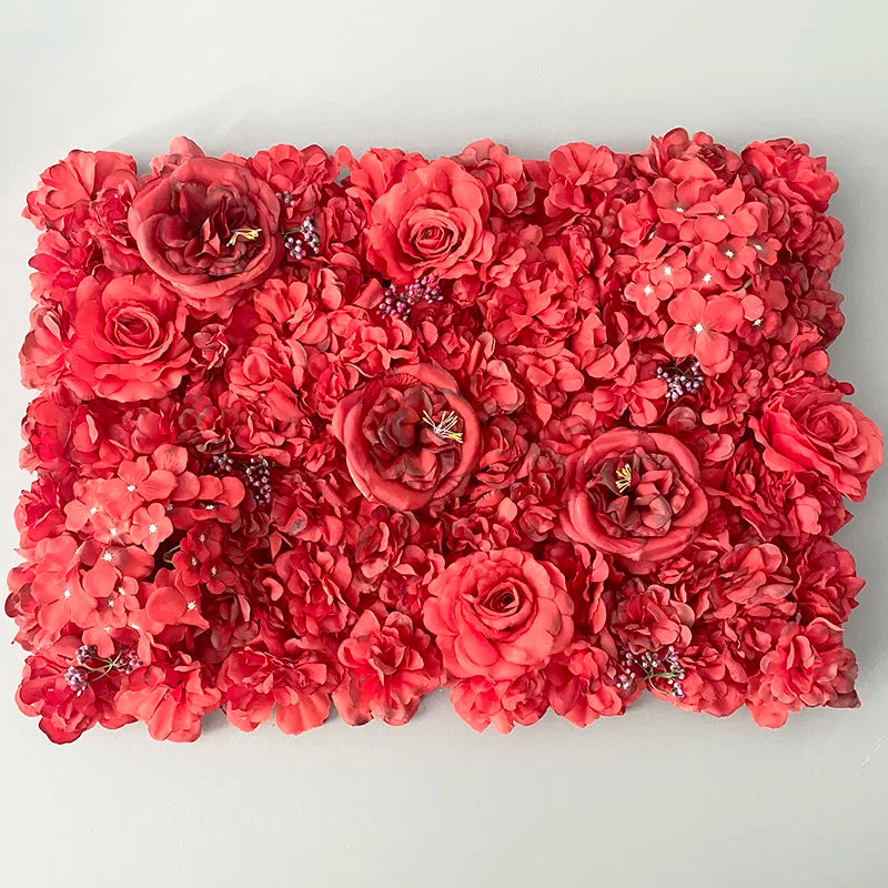 Flores de pared de fondo de seda rosa, decoración de boda, panel de pared de flores artificiales personalizado para telones de fondo de decoración del hogar, baby shower
