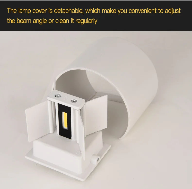 Lámpara de pared LED COB de 6W 12W resistente al agua IP65 para interior y exterior, luces de pared de aluminio de estilo simple para dormitorio, pasillo, porche, balcón