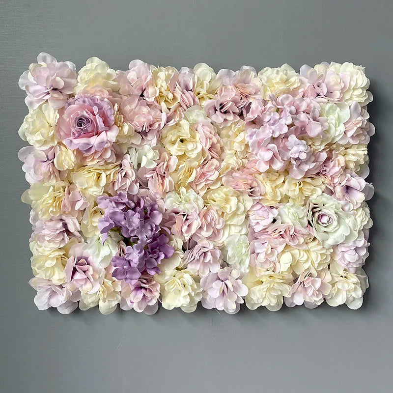 Flores de pared de fondo de seda rosa, decoración de boda, panel de pared de flores artificiales personalizado para telones de fondo de decoración del hogar, baby shower