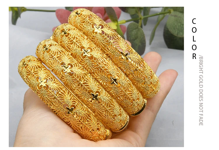ANIID Bracciale con ciondoli da donna Bracciale in oro 24 carati Gioielli con fiori di Dubai Marchio di gioielli hawaiani etiopi di design africano