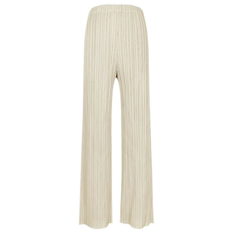 Pantaloni a vita alta a pieghe dritti larghi classici di design Miyake eleganti casual da donna primavera estate autunno disponibili