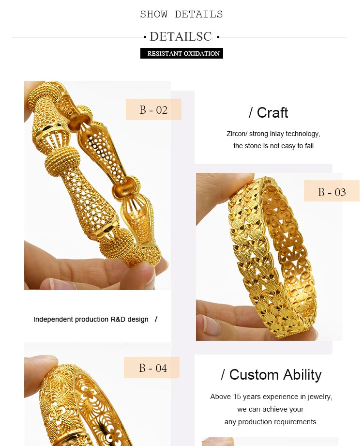 ANIID Bracciale con ciondoli da donna Bracciale in oro 24 carati Gioielli con fiori di Dubai Marchio di gioielli hawaiani etiopi di design africano