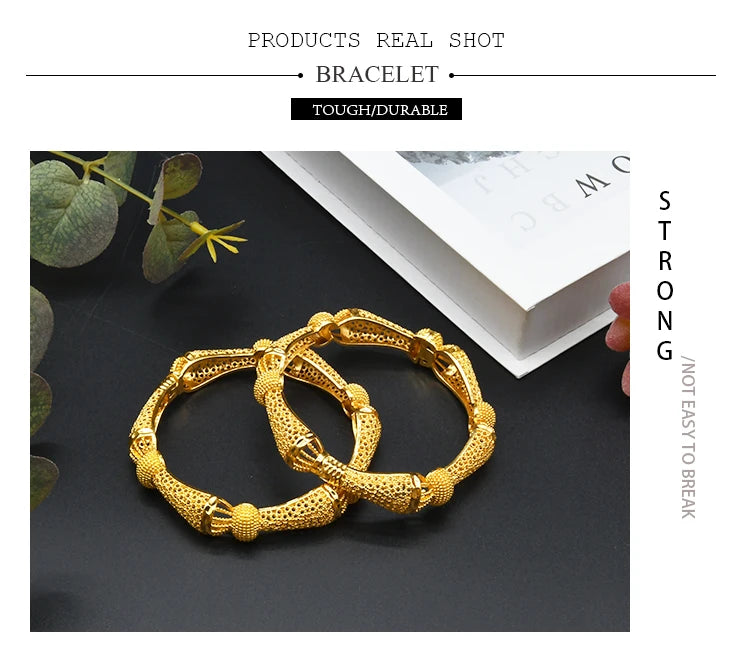 ANIID Bracciale con ciondoli da donna Bracciale in oro 24 carati Gioielli con fiori di Dubai Marchio di gioielli hawaiani etiopi di design africano