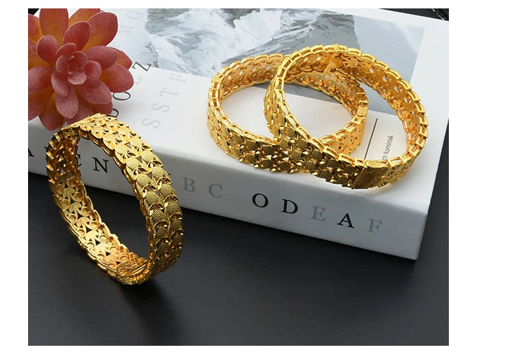 ANIID Bracciale con ciondoli da donna Bracciale in oro 24 carati Gioielli con fiori di Dubai Marchio di gioielli hawaiani etiopi di design africano