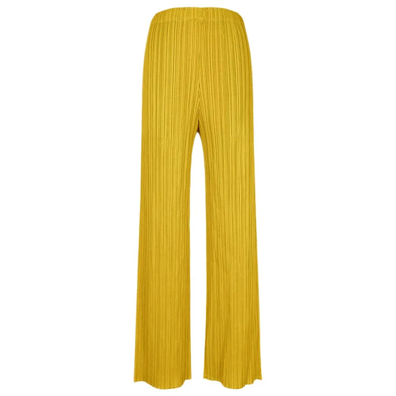 Pantaloni a vita alta a pieghe dritti larghi classici di design Miyake eleganti casual da donna primavera estate autunno disponibili