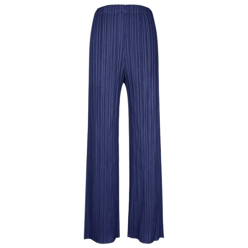 Pantaloni a vita alta a pieghe dritti larghi classici di design Miyake eleganti casual da donna primavera estate autunno disponibili