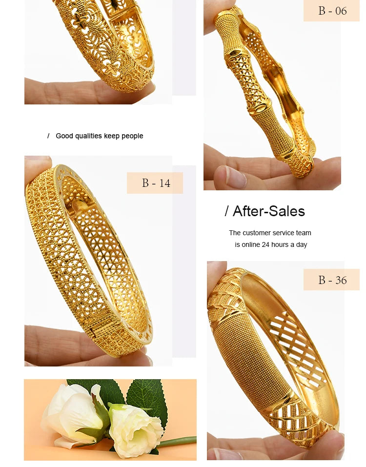 ANIID Bracciale con ciondoli da donna Bracciale in oro 24 carati Gioielli con fiori di Dubai Marchio di gioielli hawaiani etiopi di design africano