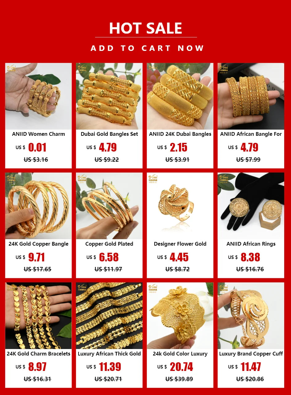 Braccialetti donna africana Dubai Color oro 24k bracciale gioielli indiani per le donne braccialetti arabi con ciondoli da sposa marchio di lusso