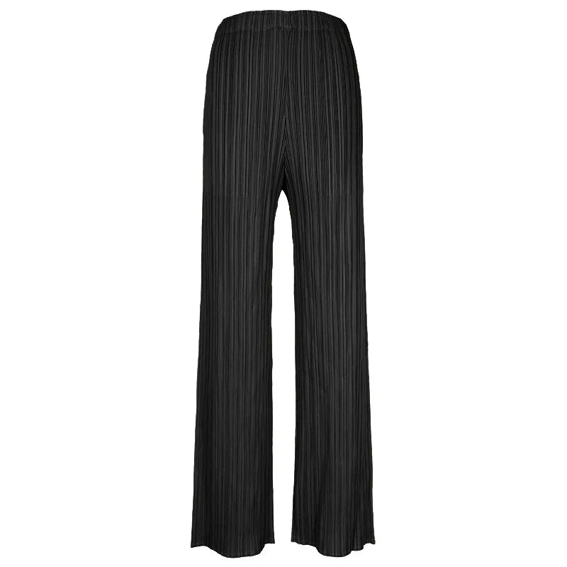 Pantaloni a vita alta a pieghe dritti larghi classici di design Miyake eleganti casual da donna primavera estate autunno disponibili