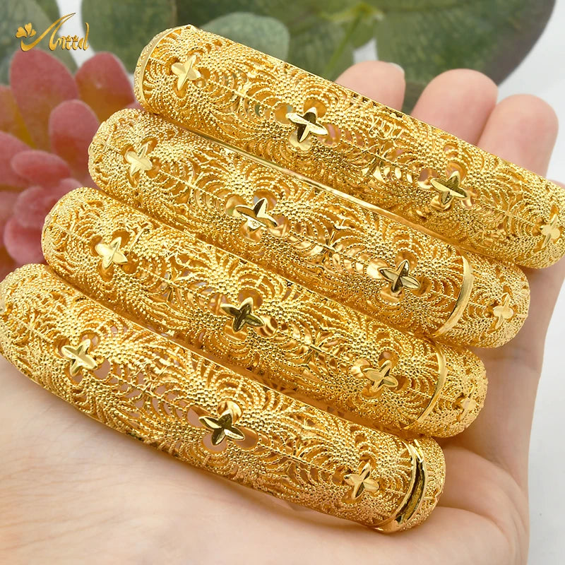 ANIID Bracciale con ciondoli da donna Bracciale in oro 24 carati Gioielli con fiori di Dubai Marchio di gioielli hawaiani etiopi di design africano
