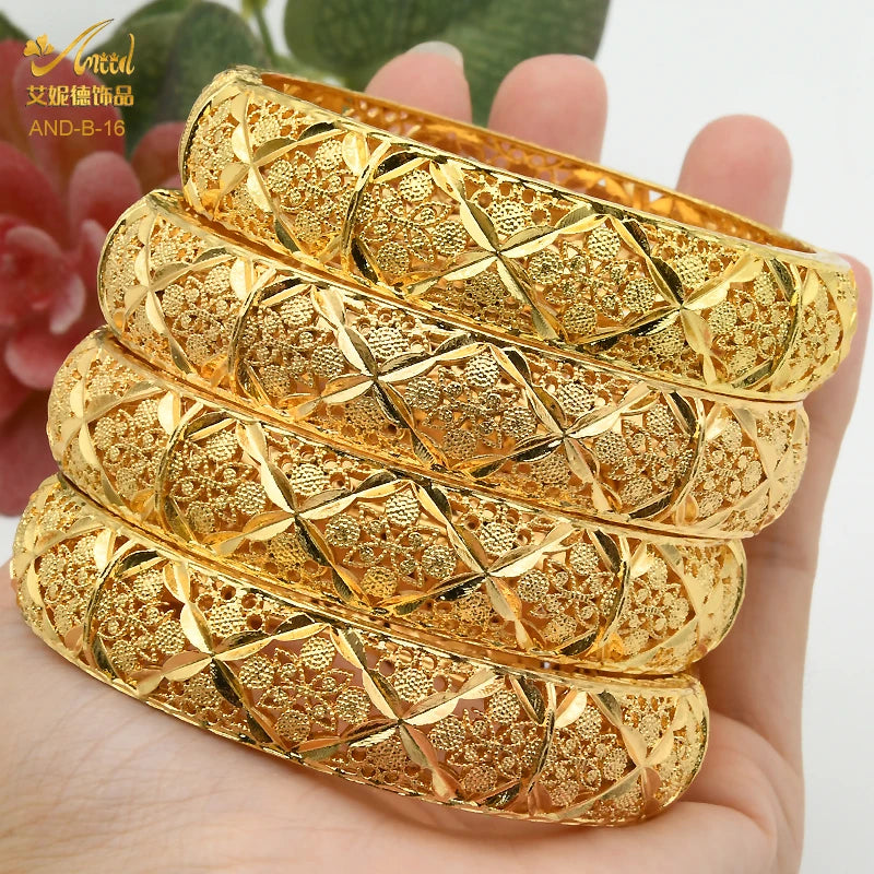 ANIID Bracciale con ciondoli da donna Bracciale in oro 24 carati Gioielli con fiori di Dubai Marchio di gioielli hawaiani etiopi di design africano