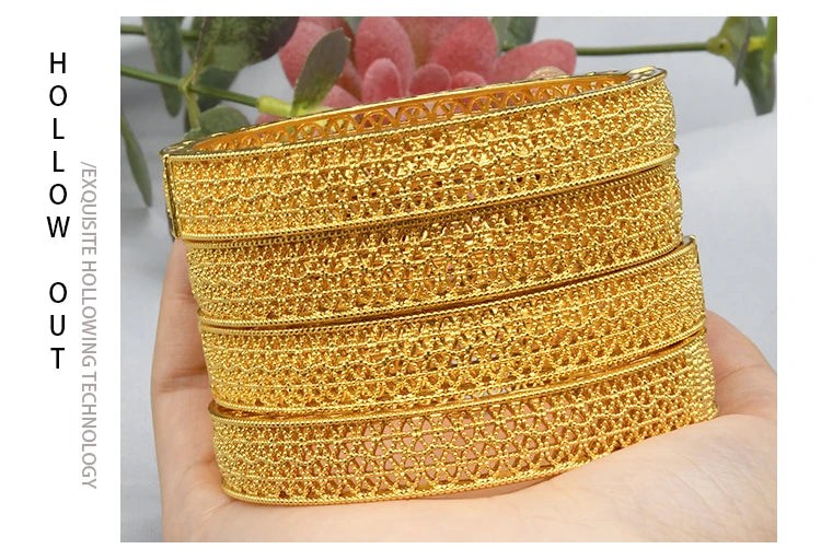 ANIID Bracciale con ciondoli da donna Bracciale in oro 24 carati Gioielli con fiori di Dubai Marchio di gioielli hawaiani etiopi di design africano