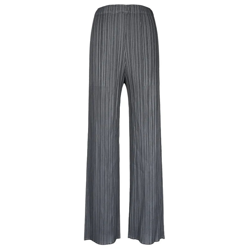 Pantaloni a vita alta a pieghe dritti larghi classici di design Miyake eleganti casual da donna primavera estate autunno disponibili