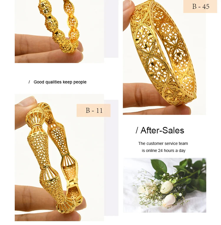 ANIID Bracciale con ciondoli da donna Bracciale in oro 24 carati Gioielli con fiori di Dubai Marchio di gioielli hawaiani etiopi di design africano