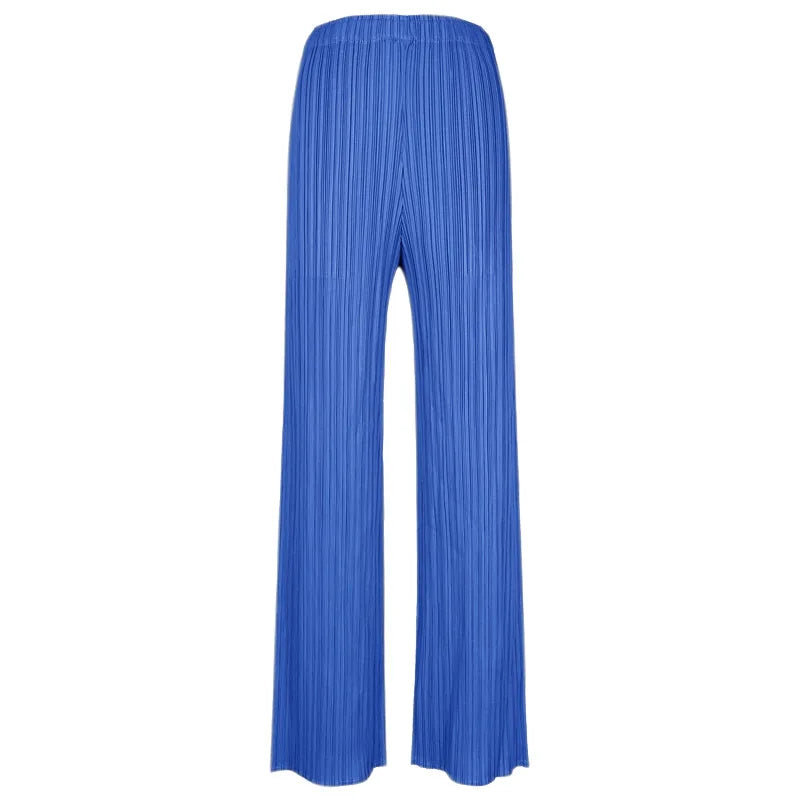 Pantaloni a vita alta a pieghe dritti larghi classici di design Miyake eleganti casual da donna primavera estate autunno disponibili