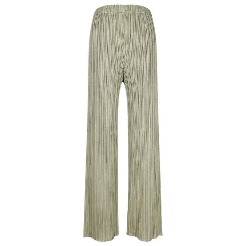 Pantaloni a vita alta a pieghe dritti larghi classici di design Miyake eleganti casual da donna primavera estate autunno disponibili