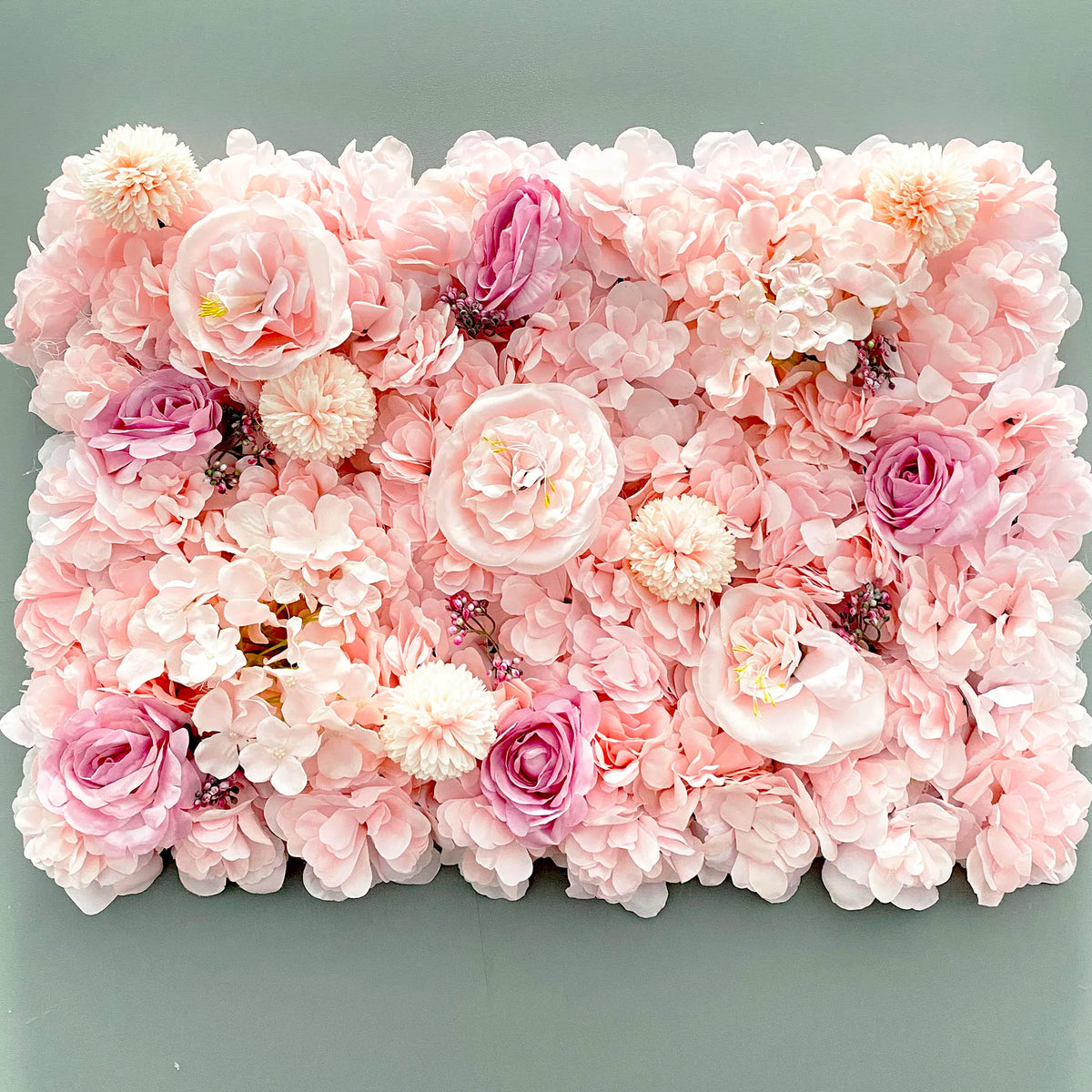Flores de pared de fondo de seda rosa, decoración de boda, panel de pared de flores artificiales personalizado para telones de fondo de decoración del hogar, baby shower