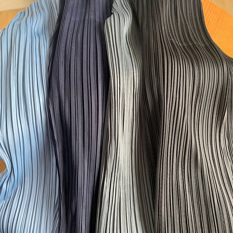 Pantaloni a vita alta a pieghe dritti larghi classici di design Miyake eleganti casual da donna primavera estate autunno disponibili