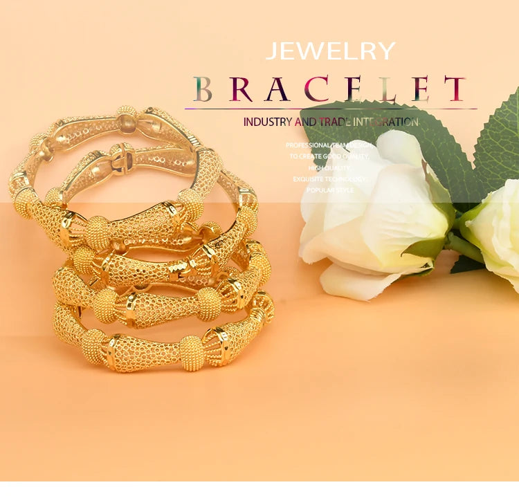ANIID Bracciale con ciondoli da donna Bracciale in oro 24 carati Gioielli con fiori di Dubai Marchio di gioielli hawaiani etiopi di design africano