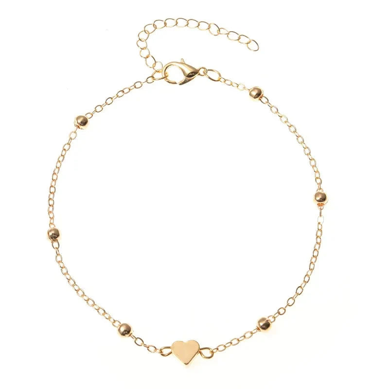 Cavigliera Boho a Strati con Perline e Cuore