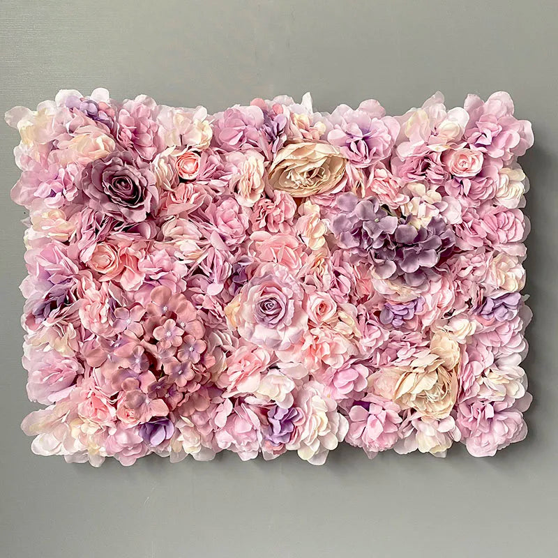 Flores de pared de fondo de seda rosa, decoración de boda, panel de pared de flores artificiales personalizado para telones de fondo de decoración del hogar, baby shower