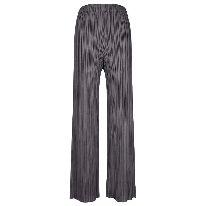 Pantaloni a vita alta a pieghe dritti larghi classici di design Miyake eleganti casual da donna primavera estate autunno disponibili