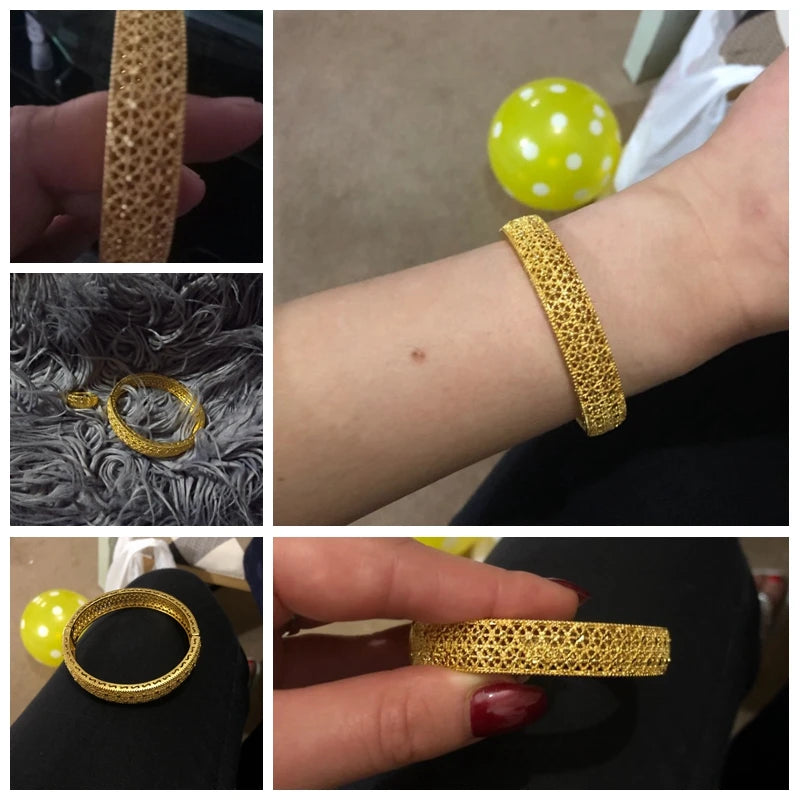 Bracciali color oro di Dubai per donne, bracciale etiope da sposa di Dubai, bracciale africano, gioielli arabi, bracciale con ciondoli dorati
