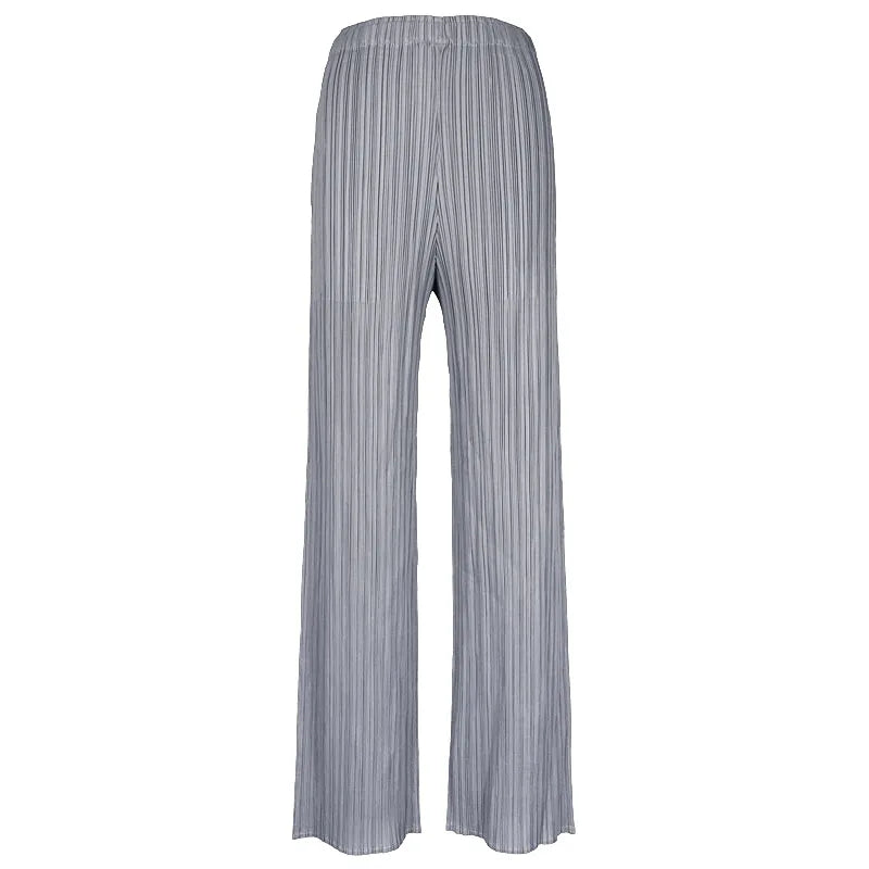 Pantaloni a vita alta a pieghe dritti larghi classici di design Miyake eleganti casual da donna primavera estate autunno disponibili