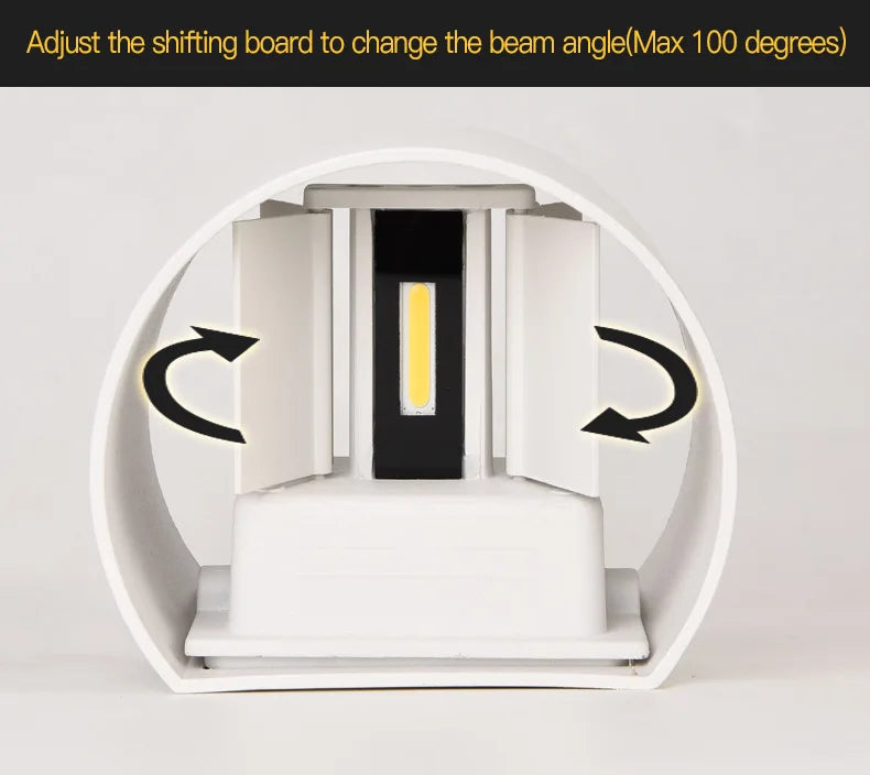 Lámpara de pared LED COB de 6W 12W resistente al agua IP65 para interior y exterior, luces de pared de aluminio de estilo simple para dormitorio, pasillo, porche, balcón