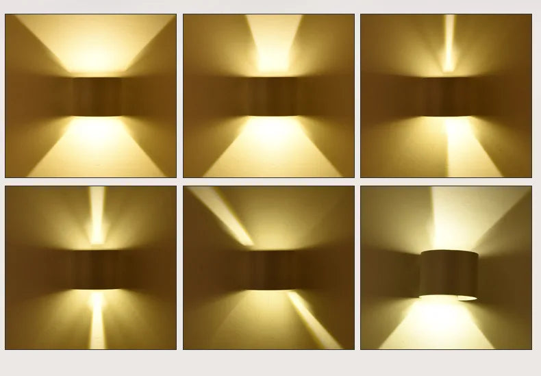 Lámpara de pared LED COB de 6W 12W resistente al agua IP65 para interior y exterior, luces de pared de aluminio de estilo simple para dormitorio, pasillo, porche, balcón
