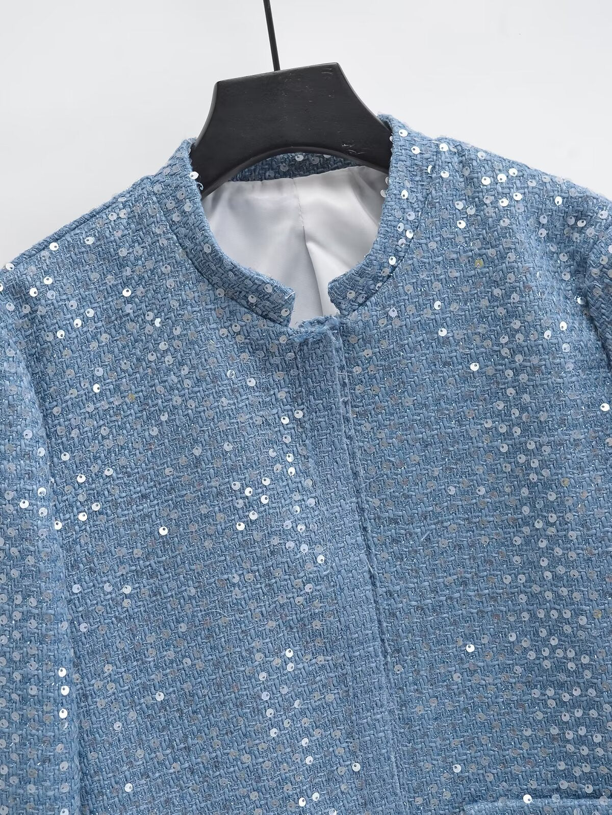 BKQU eleganti giubbotti Bomber con paillettes moda donna maniche lunghe o-collo cappotti corti 2024 autunno inverno donna capispalla High Street