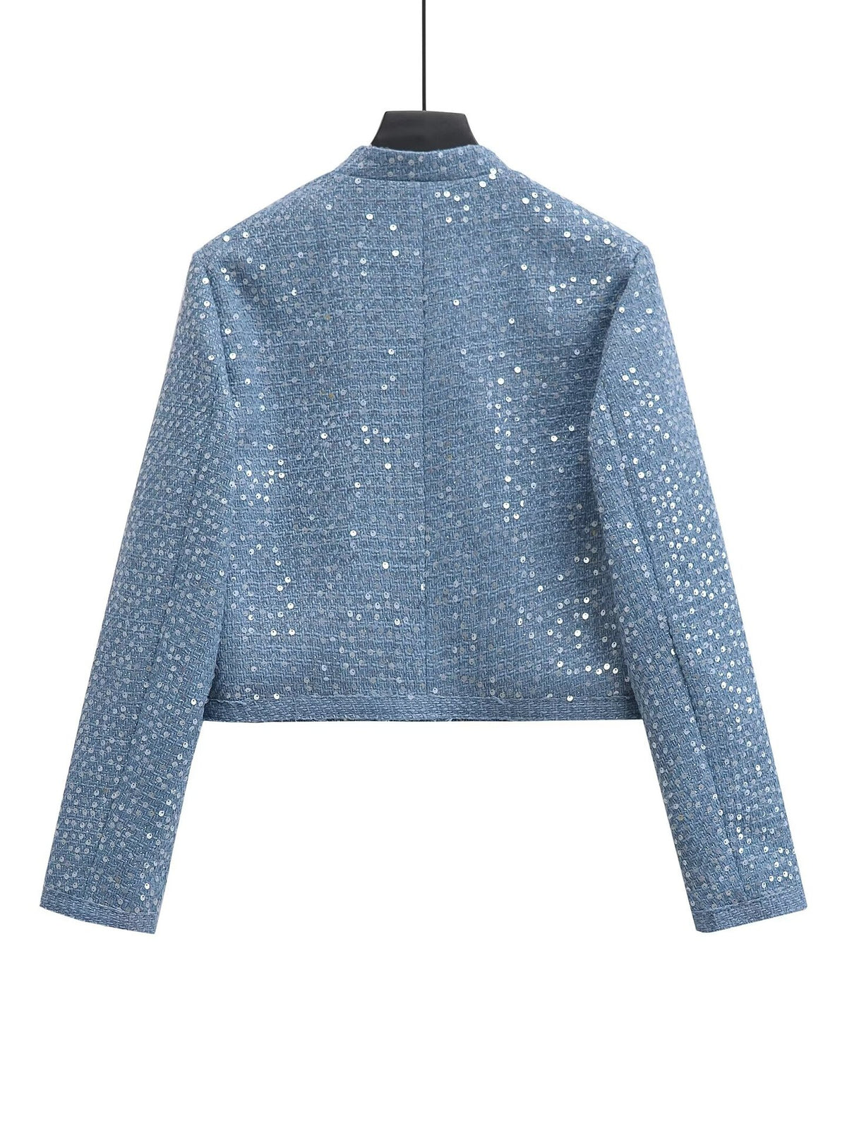 BKQU eleganti giubbotti Bomber con paillettes moda donna maniche lunghe o-collo cappotti corti 2024 autunno inverno donna capispalla High Street
