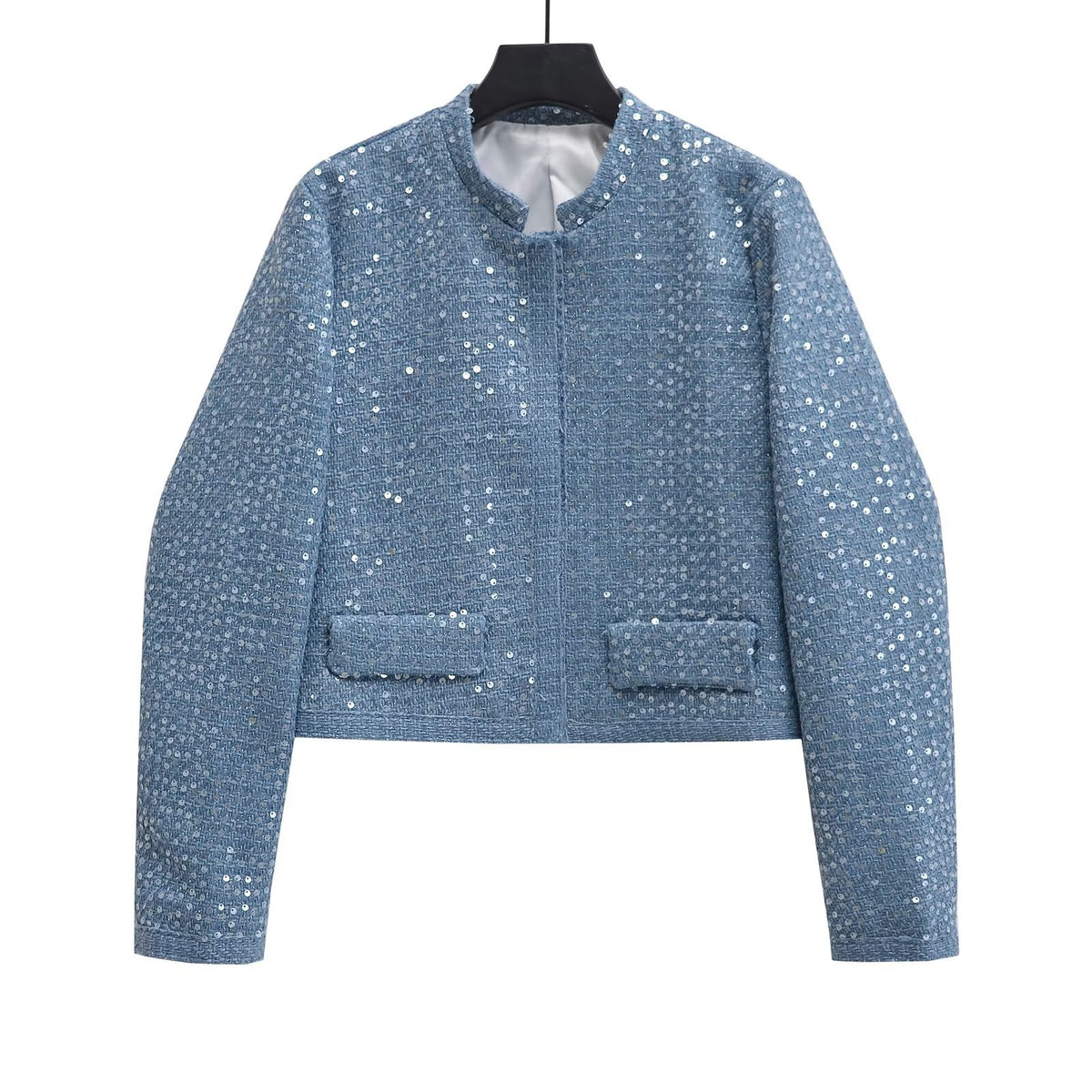 BKQU eleganti giubbotti Bomber con paillettes moda donna maniche lunghe o-collo cappotti corti 2024 autunno inverno donna capispalla High Street
