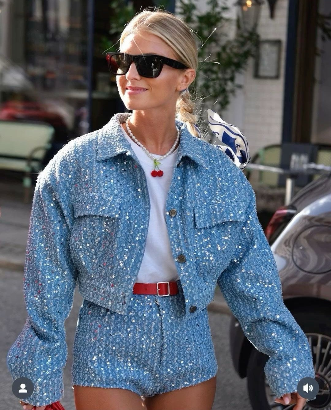BKQU eleganti giubbotti Bomber con paillettes moda donna maniche lunghe o-collo cappotti corti 2024 autunno inverno donna capispalla High Street