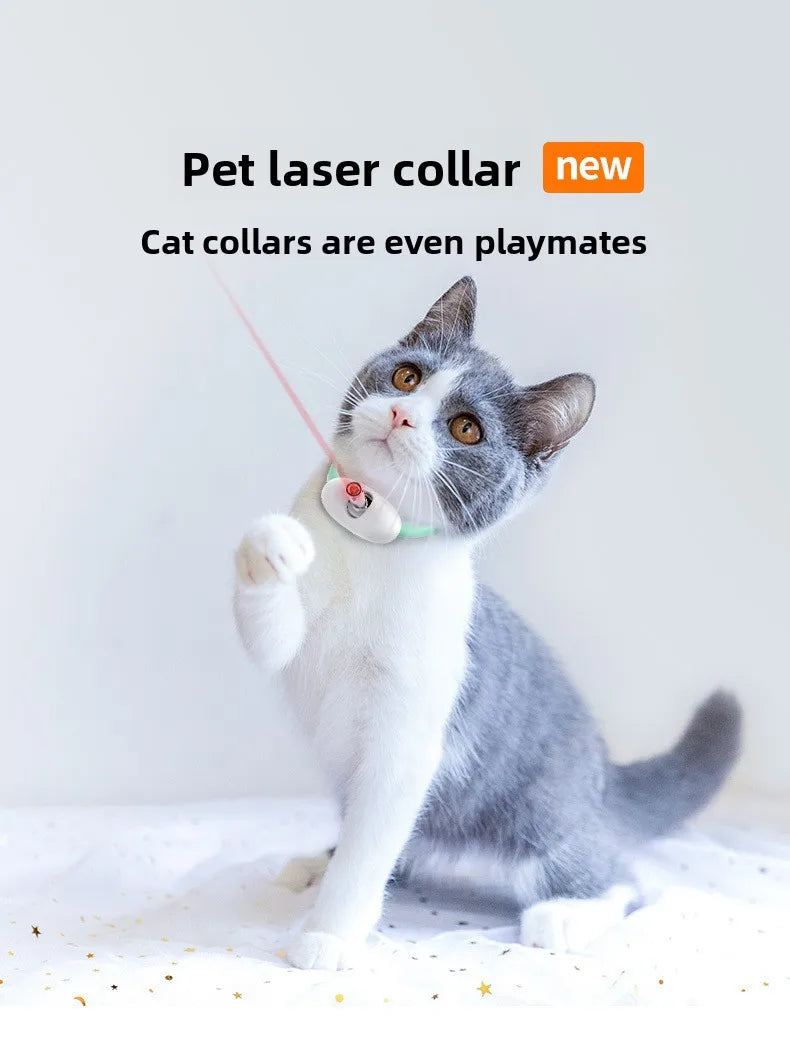 Adjustable Laser Cat Collar Interactive Toy Hands-Free Eye-Safe Red Light for Indoor Cats Dog Automatic Self-Play Toy