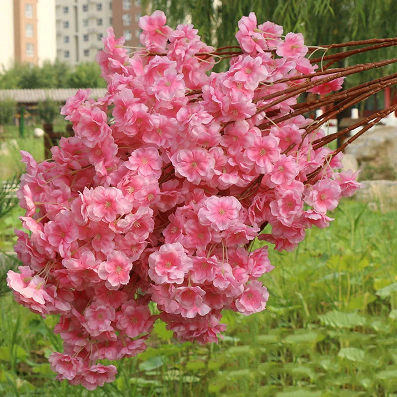 Artificial Cherry Branches Three Pronged Encrypted Peach Cherry Blossom Branch Wedding Arch Activity Living Room Home Decoration
