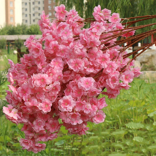Artificial Cherry Branches Three Pronged Encrypted Peach Cherry Blossom Branch Wedding Arch Activity Living Room Home Decoration