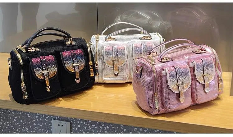 Moda casual ragazze rosa signora tasche borsa a tracolla tote borsa a mano da donna grande messenger tracolla messenger borsa da viaggio borsa