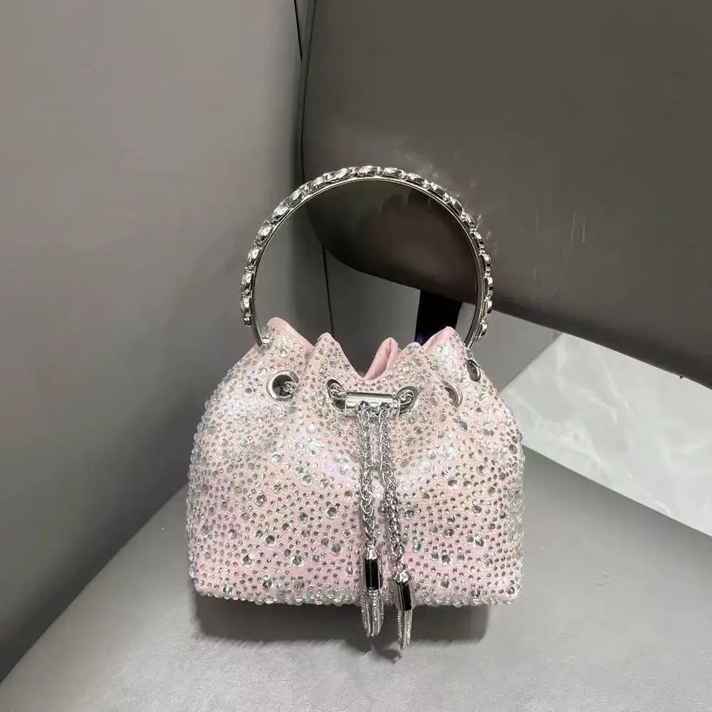 Borsa da donna di design di lusso Borsa con pochette con diamanti lucidi glitterati Borsa per banchetti per feste di nozze Borsa da sera con strass di cristallo