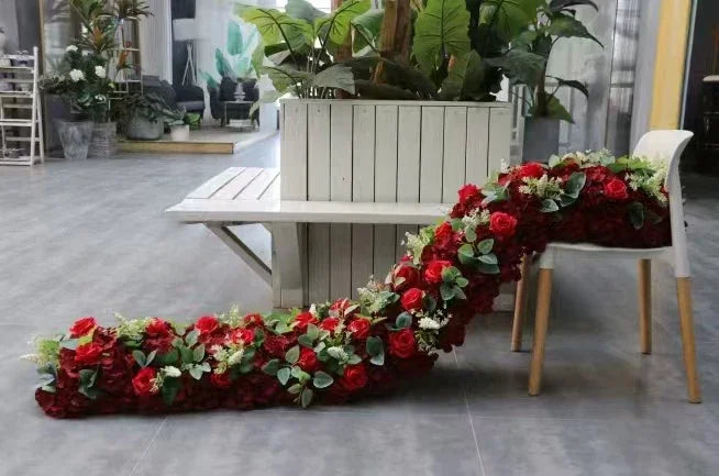 Custom Artificial Flowers Strips Arrangement Event Backdrop Arch Decor Wall Hanging Floral Row Table Sofa Runner Wedding Props