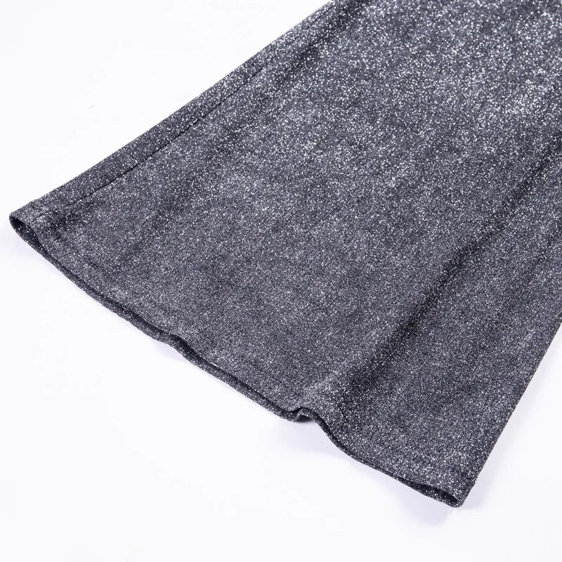 Moda elegante pantaloni a vita alta donna 2024 primavera drappo dritto paillettes Clubwear pantaloni Y2k estetica Vintage Streetwear